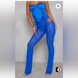 NWT PrettyLittleThing Mesh Cut-Out Flare Pants